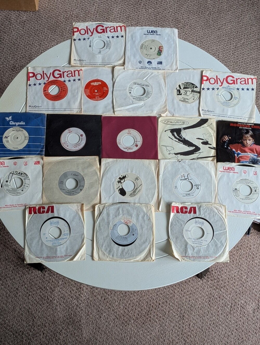 Vintage 80s French & Canadian 45 RPM Vinyl Lot - 20 CBC Radio DJ Promos